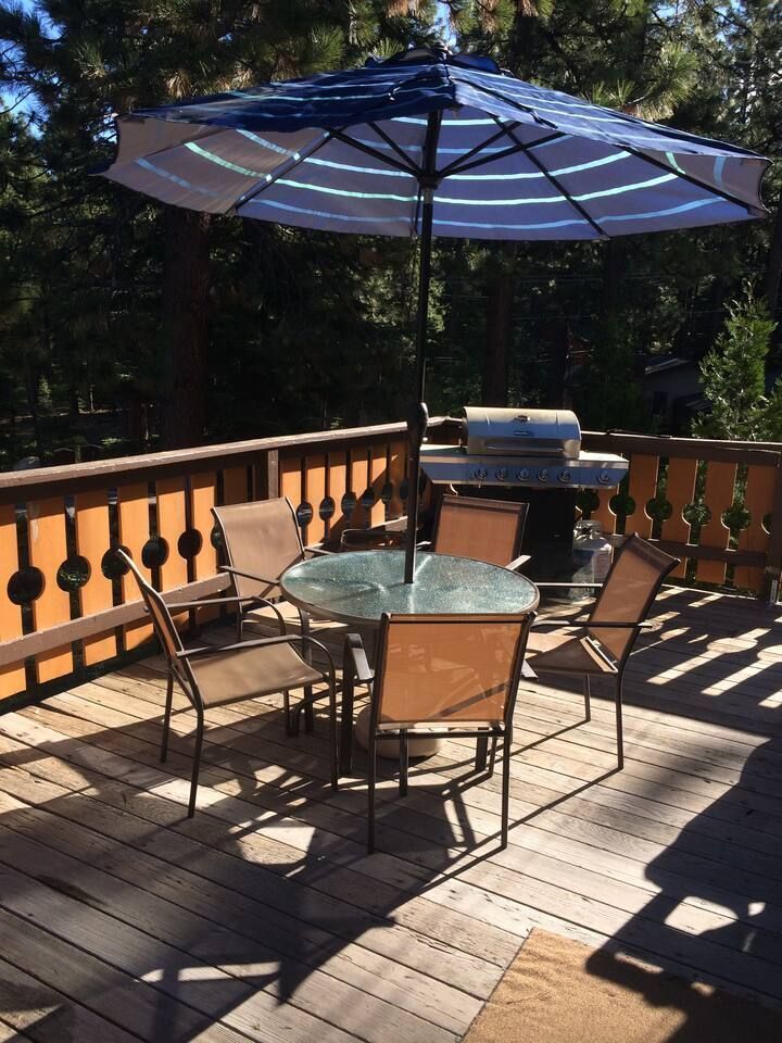 Large deck — Wooded Quiet Secluded South Lake Tahoe Chalet, South Lake Tahoe, California