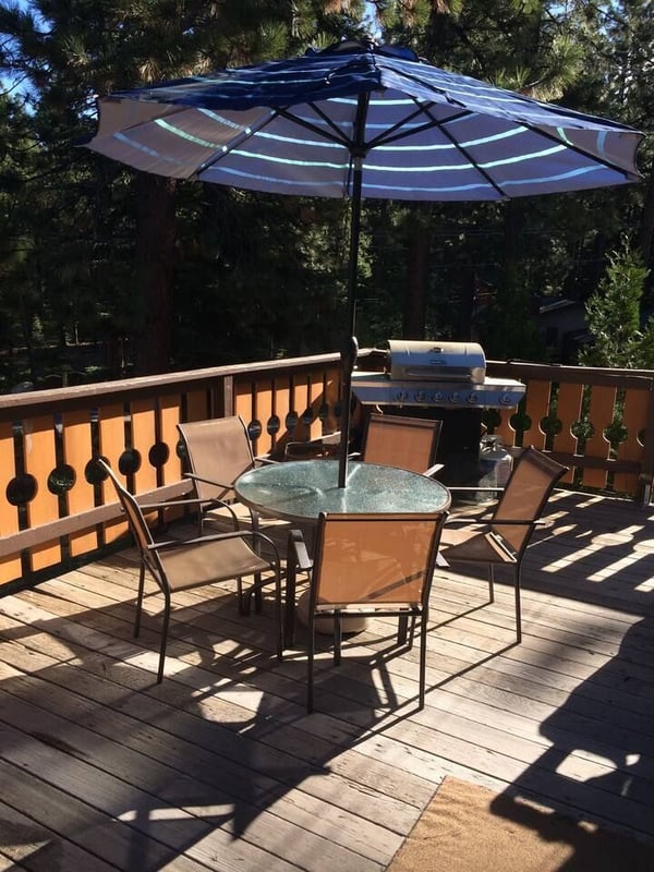 Large deck — Wooded Quiet Secluded South Lake Tahoe Chalet, South Lake Tahoe, California