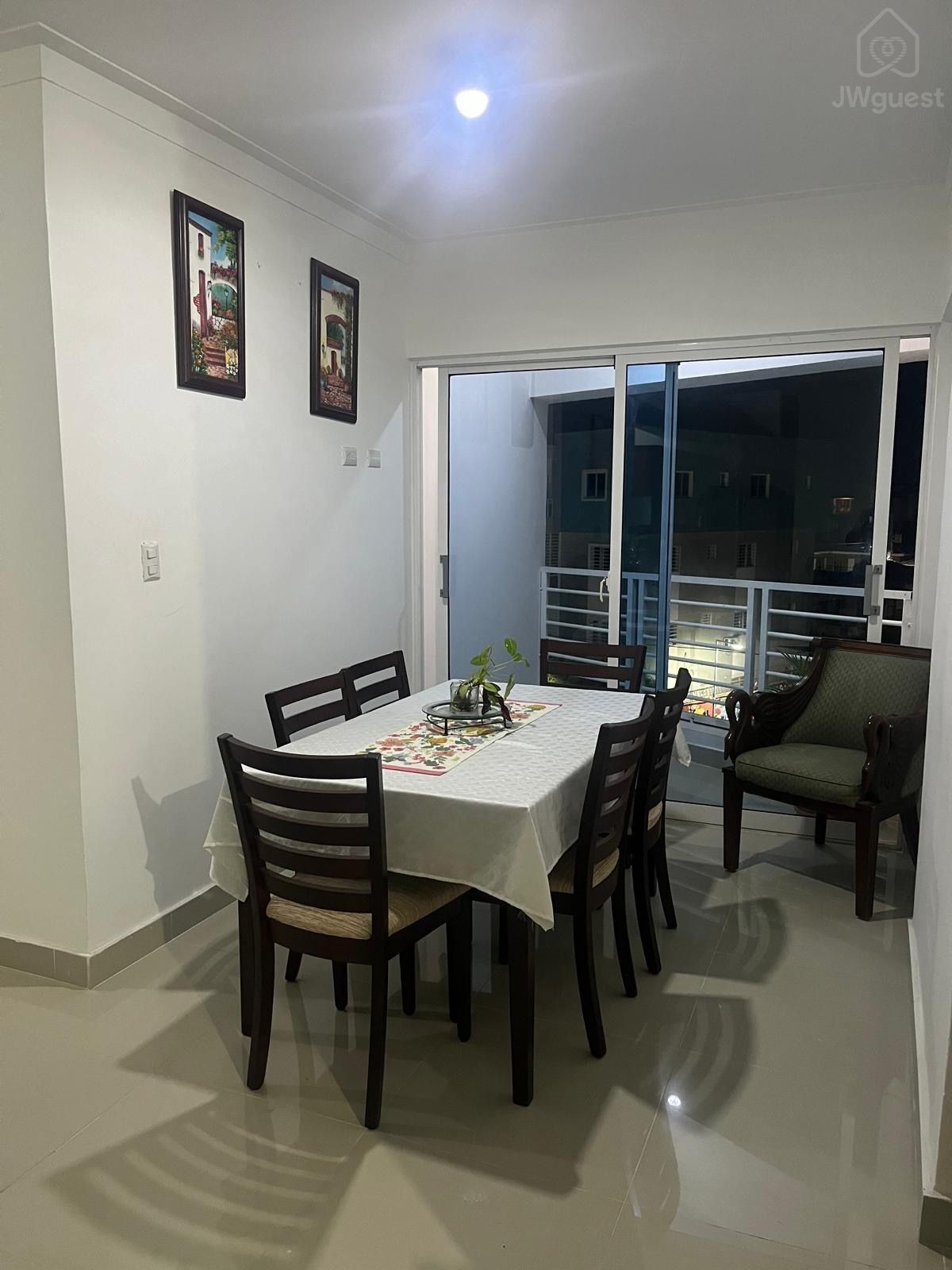 Dinning area with a balcony. — Lovely Condo in Santo Domingo Este, Santo Domingo Este, Santo Domingo