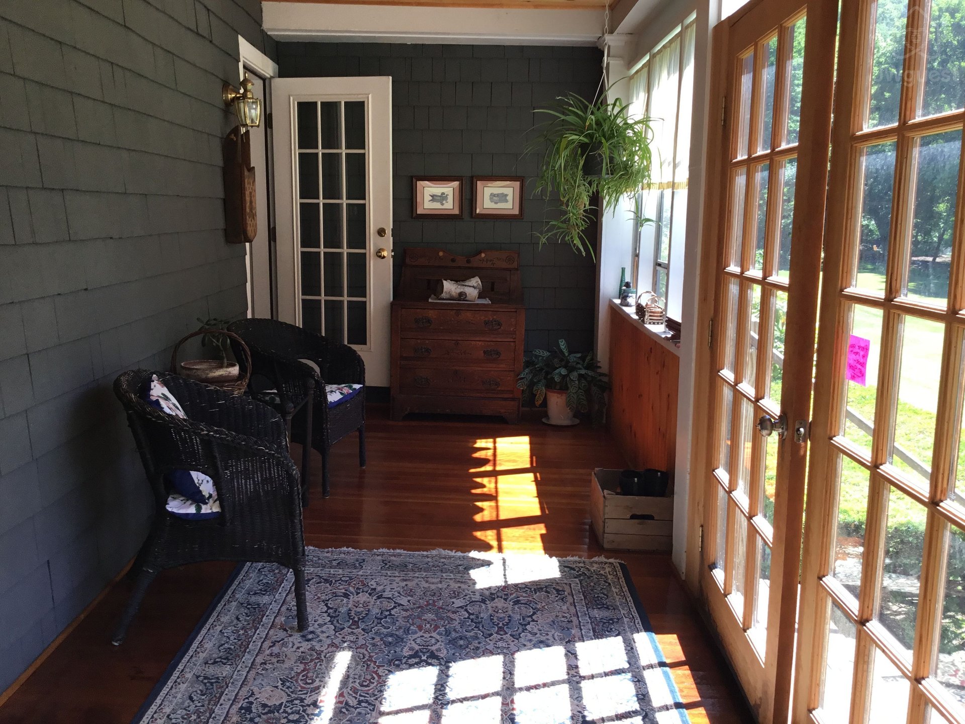 Porch hosts entrance — Rooms on the River Free Parking Wi-Fi, South Lee, Massachusetts