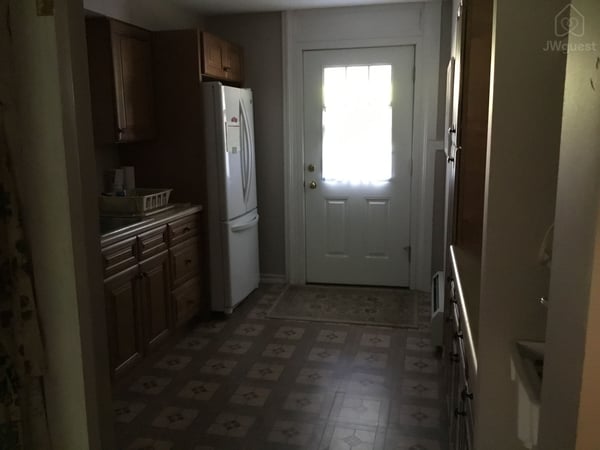 Galley kitchen from dining r — Rooms on the River Free Parking Wi-Fi, South Lee, Massachusetts