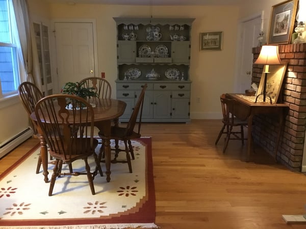 Dining area and desk — Rooms on the River Free Parking Wi-Fi, South Lee, Massachusetts