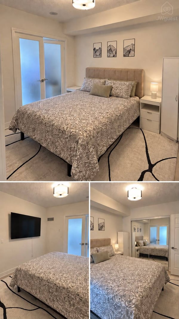 Bed room with Queen size bed — Downtown Toronto Stay | Steps from CN Tower & King West, Toronto, Ontario