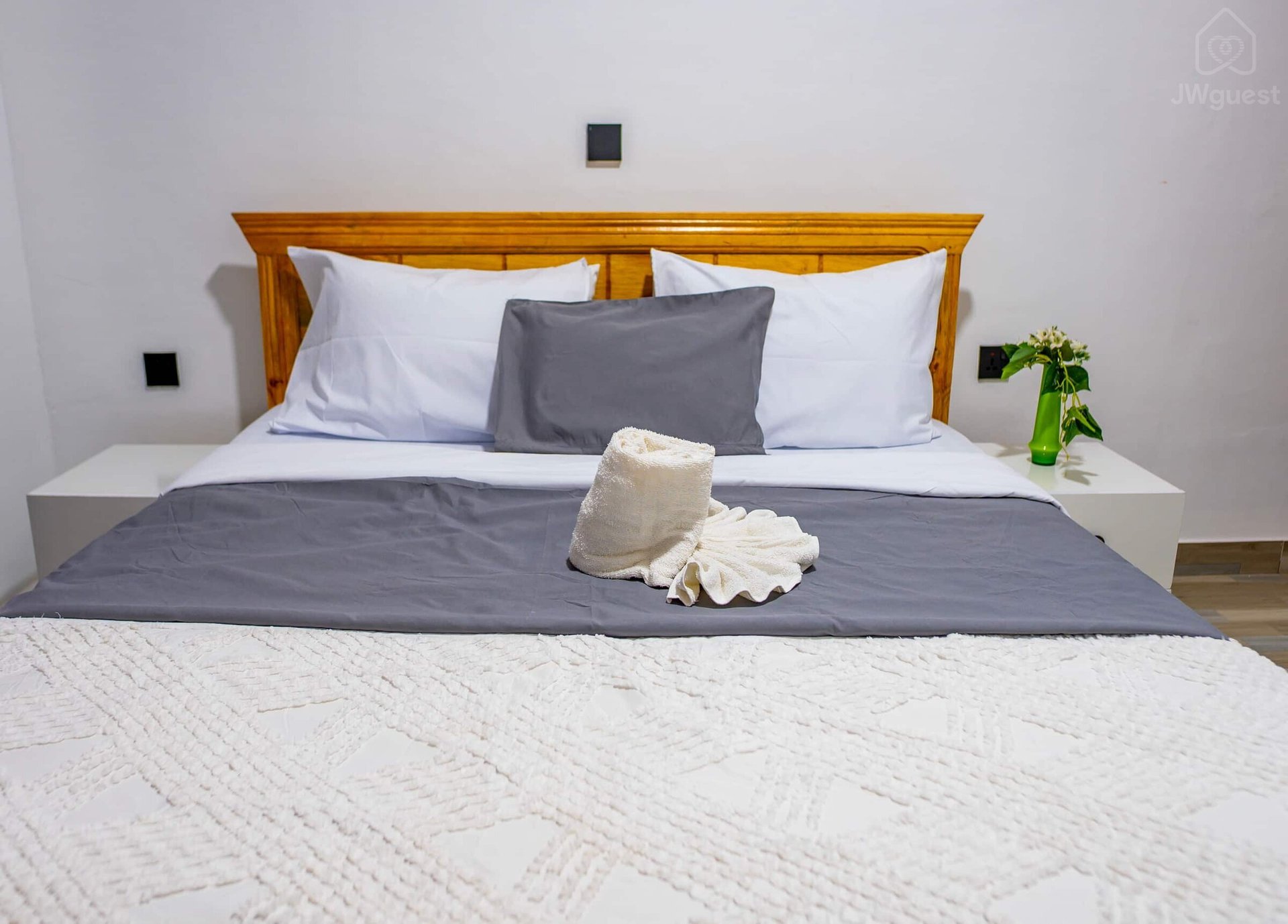 Bedroom 2 - with a comfortable bed, newly furnished for your comfort and cozy sleep. There are also two bed side tables… — Cozy 2-Bedroom Haven Near KGL Airport - Valley View, Kigali, Kigali City