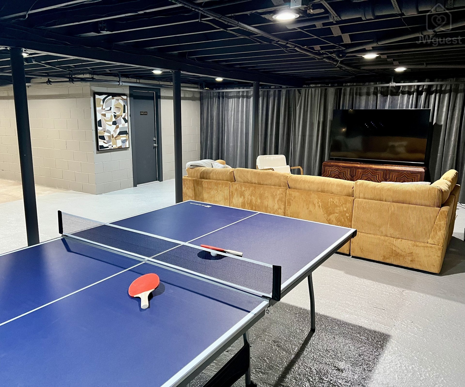 Ping-pong table in the basement — Balm Villa - 2 King En Suites and 1 Queen, Newburgh, New York