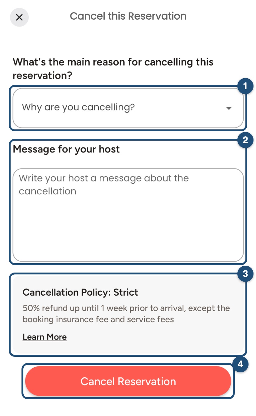 Cancel this reservation in the Android app