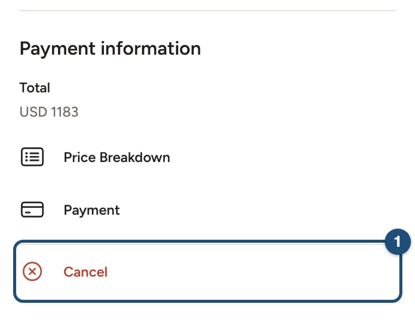 Cancel a trip in the Android app