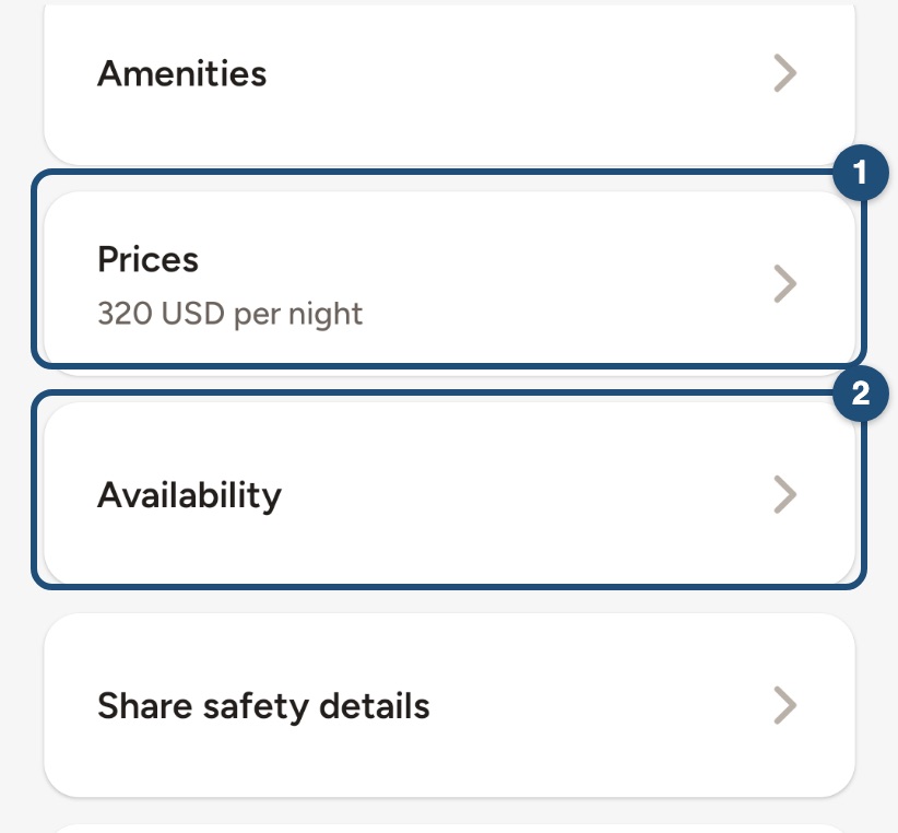 Prices in the Android listing editor