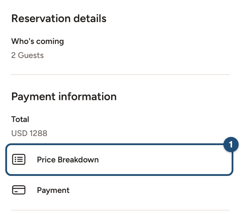 Trip details in the Android app with Price Breakdown