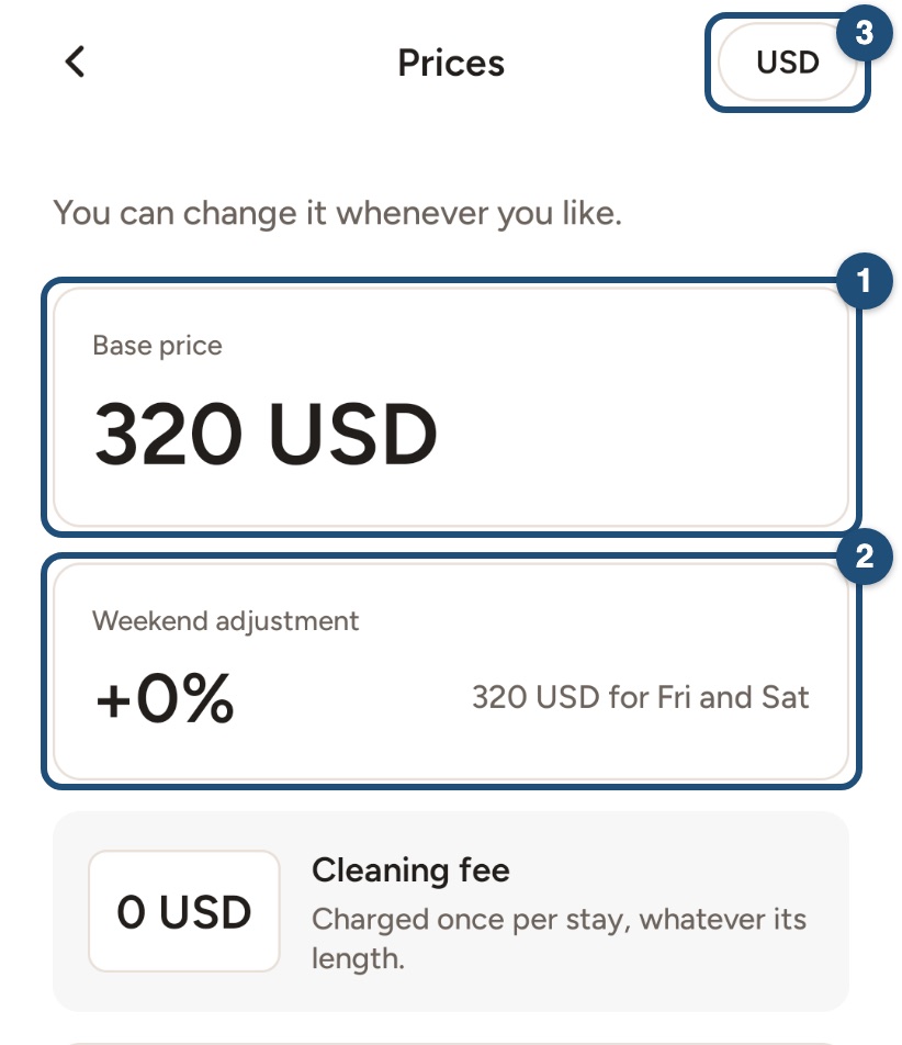 Prezzi nell'app Android