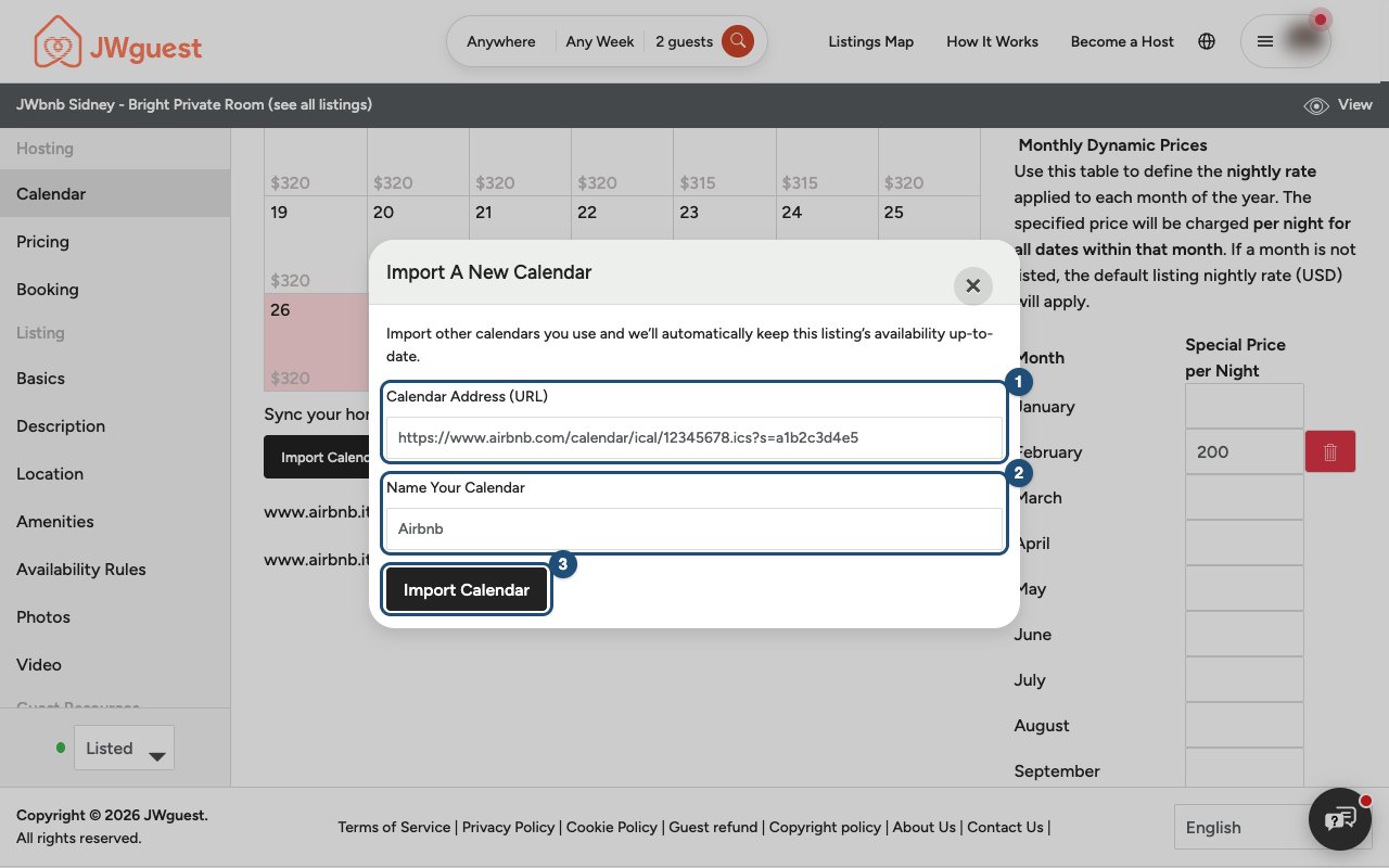Import a New Calendar window