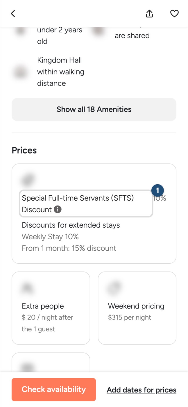 SFTS discount section on a phone