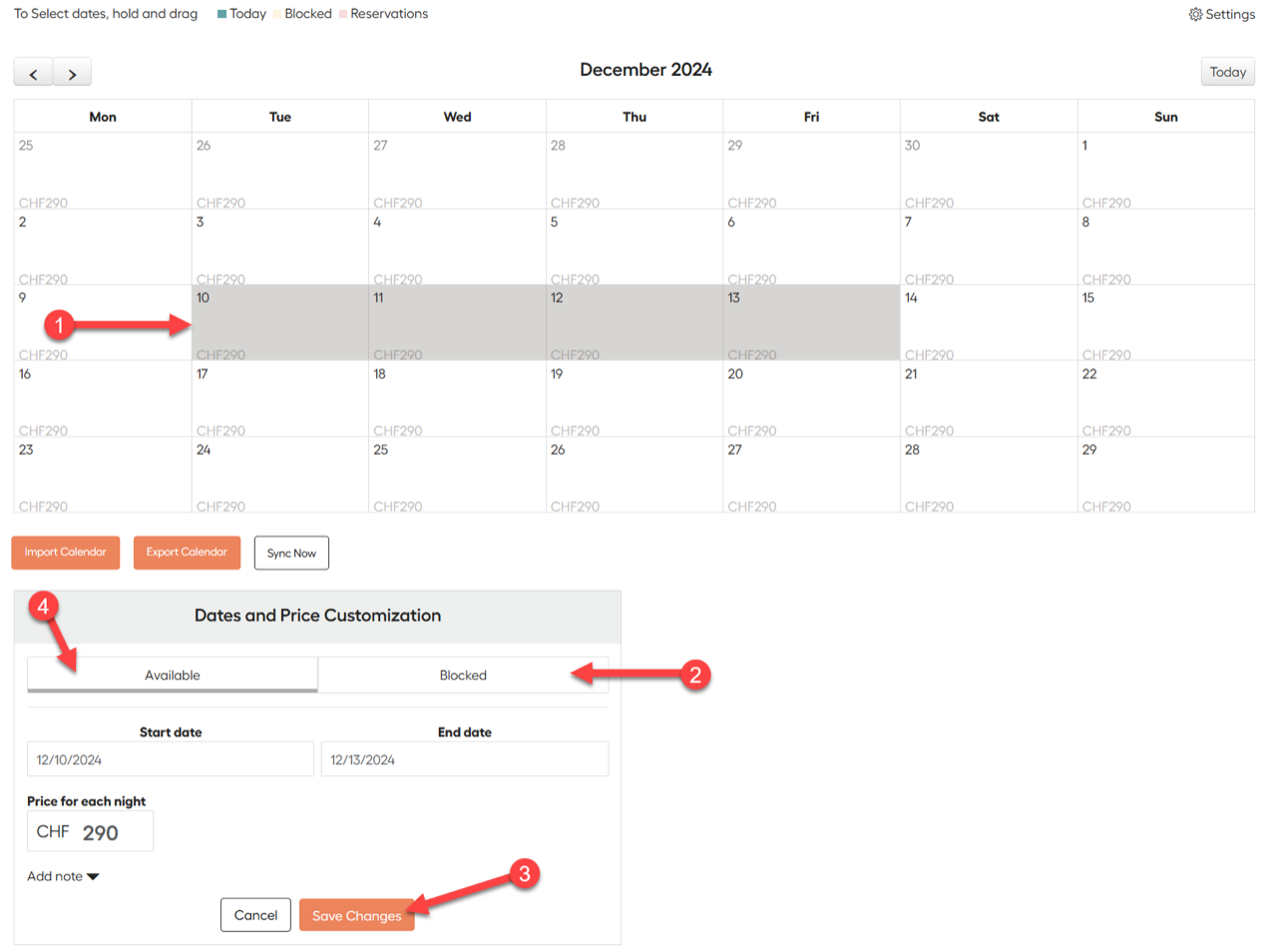 Actualiza tu calendario y precios